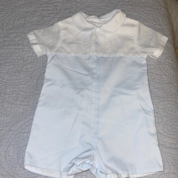 Petit Ami blue and white one Piece fleur-de-lis embroidery 6 months - Picture 5 of 9